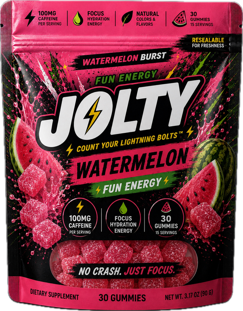 Caffeine Energy Gummies – Watermelon Flavor